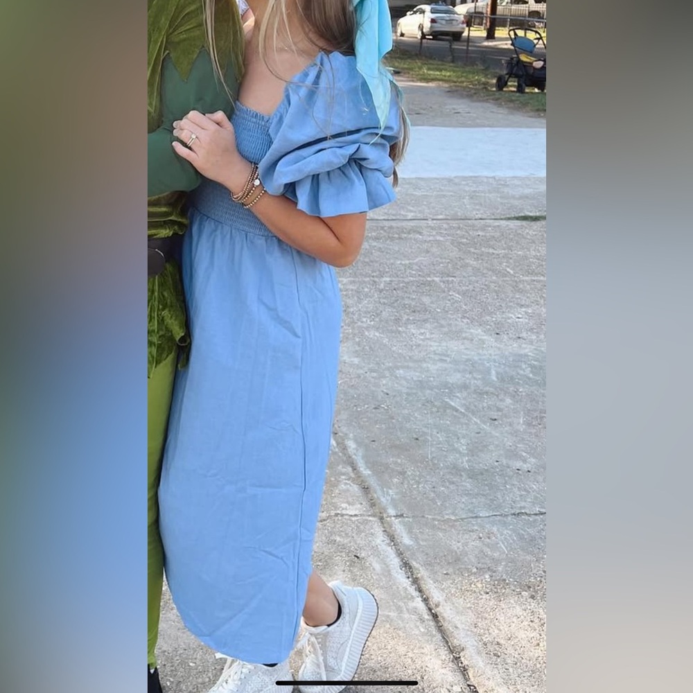Light Blue Puff Sleeve Dress